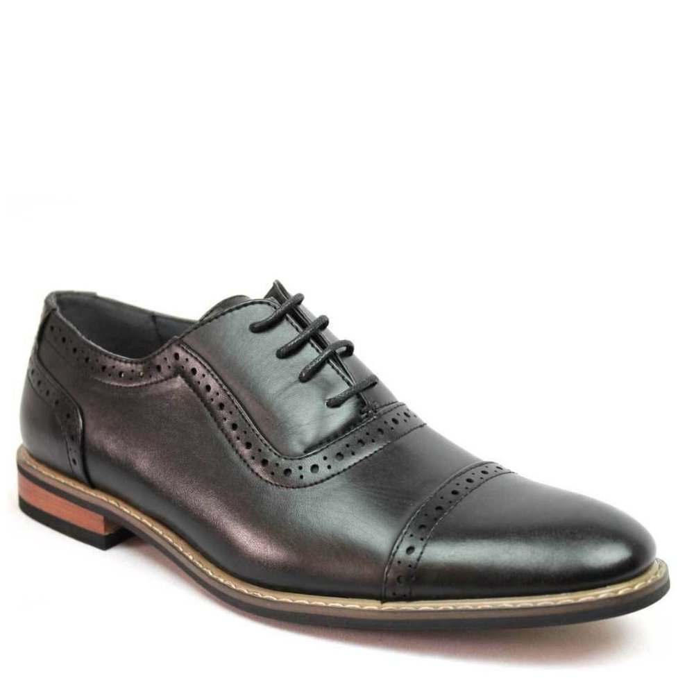 Men's Black Dress Shoes Cap Toe Lace Up Oxfords Leather Lining Wedding Tuxedo